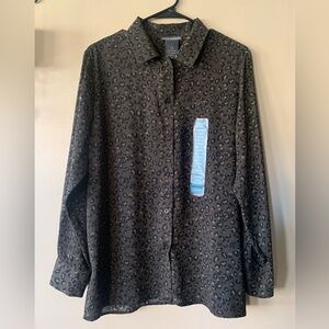 NWT Chelsea & Theodore Lightweight Leopard Print Button Down Shirt Size Large